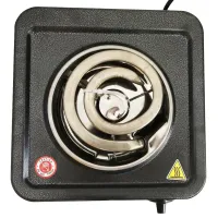 Настільна спіральна електрична плита на одну конфорку Domotec MS-5531 1000w одноконфорочная електроплита з широкою спіраллю і термостатом Чорна