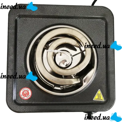 Настільна спіральна електрична плита на одну конфорку Domotec MS-5531 1000w одноконфорочная електроплита з широкою спіраллю і термостатом Чорна