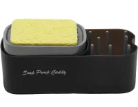 Натискний диспенсер органайзер Soap pump caddy для миючого засобу і кухонної губки 300мл, підставка для губок з мильницею дозатором Чорний