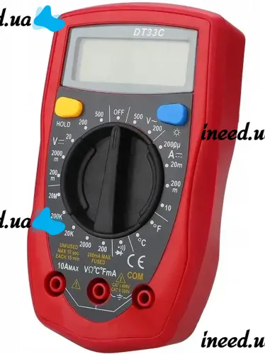 Багатофункціональний цифровий мультиметр Digital dt33c мультитестер + термопара, електричний кишеньковий тестер напруги, струму і опору