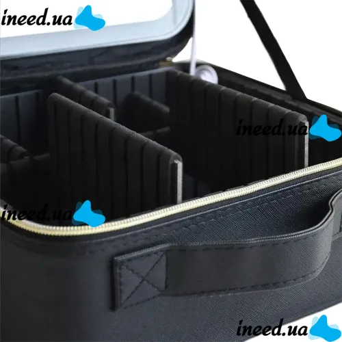Niceland MAG-589 Cosmetics Storage Organizer with LED Mirror and Carrying Handle, Travel Cosmetic Bag, Illuminated Beauty Case Black