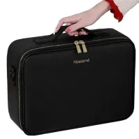 Niceland MAG-589 Cosmetics Storage Organizer with LED Mirror and Carrying Handle, Travel Cosmetic Bag, Illuminated Beauty Case Black
