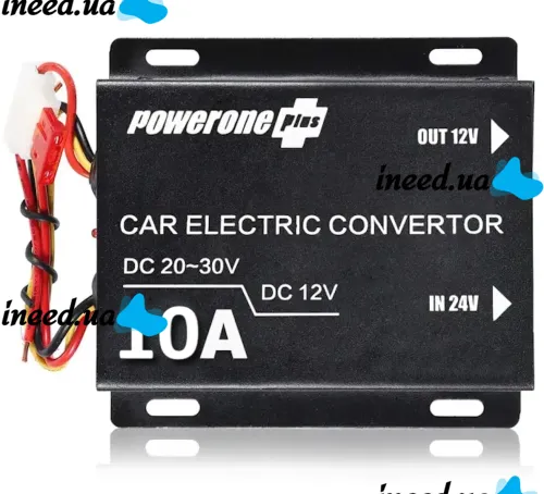 Автомобільний понижуючий інвертор PowerOne Plus DC / DC 24V-12V 10A 120W, Авто перетворювач напруги GS-10A 24В-12В постійного струму Автоінвертор