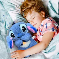 Інтерактивна м'яка іграшка дихаючий стіч Stich 30 см, Музичний плюшевий нічник стіч з ефектом дихання на батарейках для новонароджених дітей