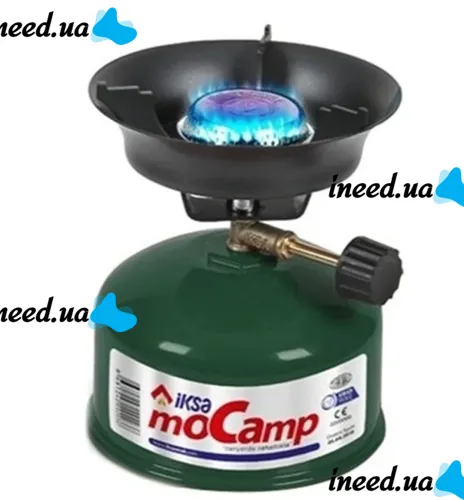 Iksa MoCamp 203 Green Camping Gas Burner with Piezo Ignition, Portable Mini Cooking Stove, Picnic and Camping Balloon Green