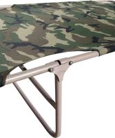 Folding single bed with headrest DSSLU 59 with a load of up to 120 kg, Tourist cot with pillow 190x75x43 cm Camouflage