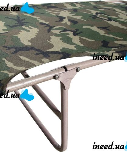 Folding single bed with headrest DSSLU 59 with a load of up to 120 kg, Tourist cot with pillow 190x75x43 cm Camouflage