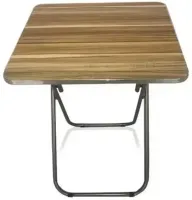 Tourist Folding Square Table Square Folding Table 60x60x70 cm for Picnic, Folding Aluminum MDF Table for Camping Brown