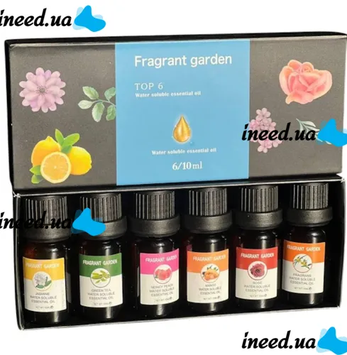 Set of water-soluble essential oils Fragrant Garden 6 pcs with different fragrances, Fragrant Garden essential oil 10 ml each for fragrances