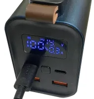 Portable Charger Power Bank KP KG-300 30000 mAh 100W with Flashlight, External Battery Powerbank 30000mAh USB Type-C with Handle Black