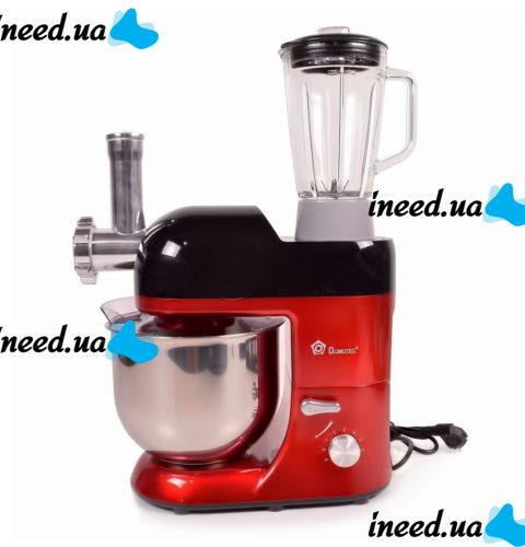Domotec MS-2051 Desktop Food Processor 4 in 1 Mixer 3000W Dough Mixer with 6.5L Bowl for Kneading Dough, Kitchen Meat Grinder Blender Red