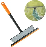 Multifunctional Rotating Brush for Washing windows and Panes 3 in 1 Squegee Window Cleaner 360°, Water Scraper for hard-to-reach places of glass