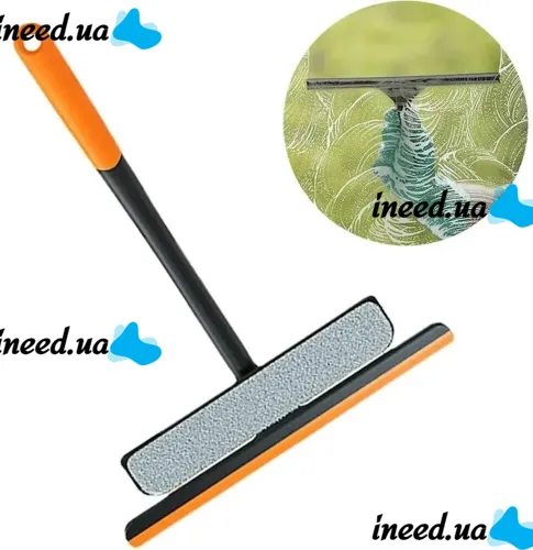 Multifunctional Rotating Brush for Washing windows and Panes 3 in 1 Squegee Window Cleaner 360°, Water Scraper for hard-to-reach places of glass