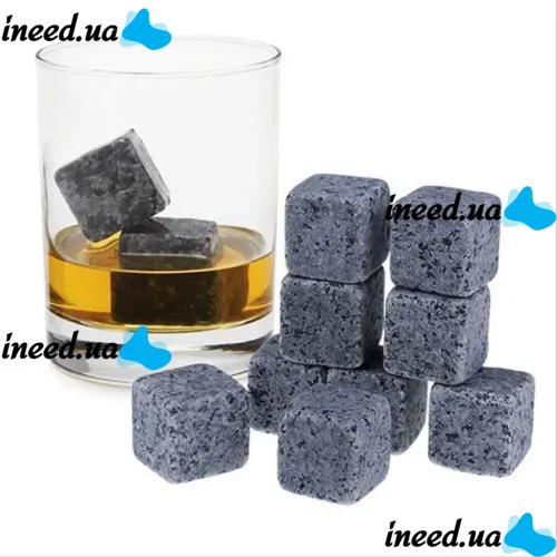 Охолоджуючі камені для віскі Whiskey Stones WS віскі Стоунс 9 штук, набір каменів з стеатиту для охолодження напоїв з мішечком в картонній коробці