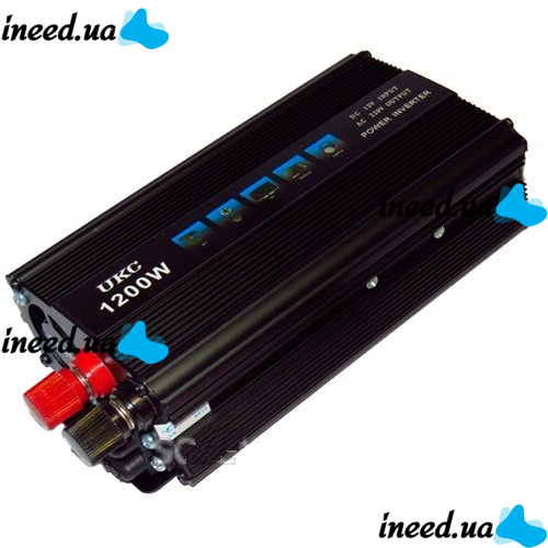 Автомобільний інвертор UKC SSK 1200W перетворювач напруги, 12В 220В 1200Вт