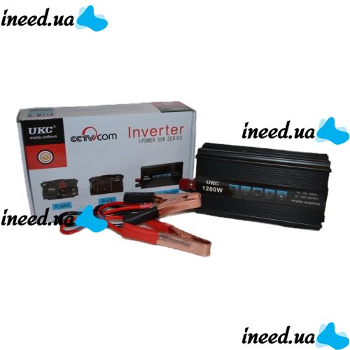 Автомобільний інвертор UKC SSK 1200W перетворювач напруги, 12В 220В 1200Вт