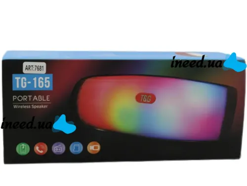 Бездротова Bluetooth колонка T & G TG165C з RGB LED підсвічуванням і функцією Power Bank, акумуляторна блютуз акустика SPS UBL USB AUX для Android IOS