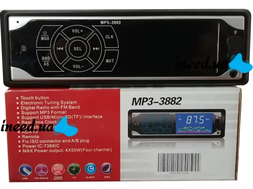 Автомобільна магнітола ISO Pioneer MP3-3882 автомагнітола з сенсорними кнопками