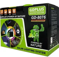 Автономна сонячна станція GDPlus GD-8076 ліхтар колонка з функцією Power Bank, Bluetooth, FM радіо, MP3 і 4 LED лампочки з сонячною панеллю