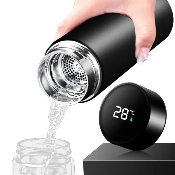 Smart Thermos Smart Cup 500 ml with LED Sensor, Stainless Steel Temperature Indicator, Vacuum Thermos Thermocup with Display, Screen