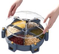 Настінний диспенсер карусель Rotatable Multi-Grain Cans для зберігання круп 6 відділень 360, що обертається органайзер сипучих продуктів з дозатором