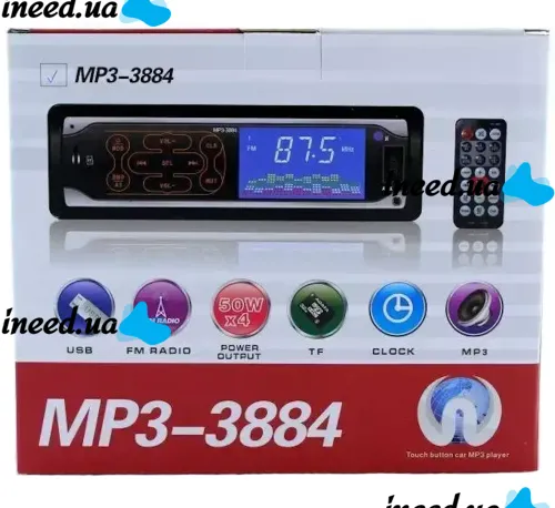 Car stereo ISO Pioneer MP3-3884 car stereo with touch buttons