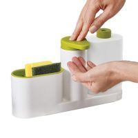 Універсальний органайзер для раковини з дозатором Sink Base Plus 3 в 1, кухонний тримач підставка для губки і мила на раковину Салатовий