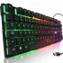 USB Wired Gaming Computer Keyboard Landslides KR-6300 with RGB LED Backlight ATLANFA AT-6300, Full-size Membrane Black