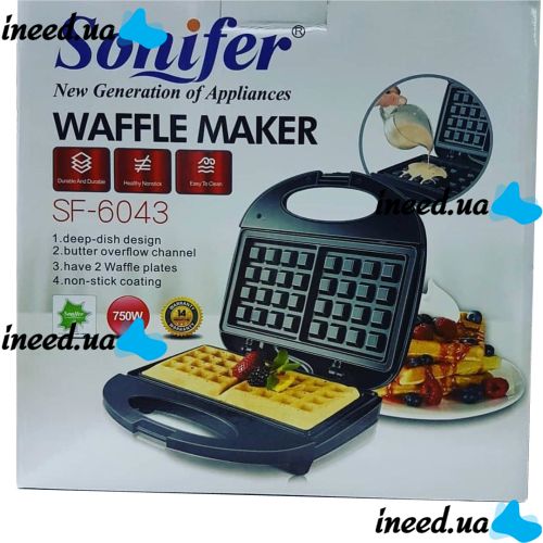 Waffle Maker Sonifer Cone Maker SF-6043, Electric Waffle Maker for Belgian Waffles, Household Sandwich Maker Sandwich Maker Waffle Maker 750 W Black