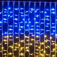 Indoor LED Garland Waterfall Flag of Ukraine 2x2 m 160 LED Diodes Blue Yellow Patriotic Garland Curtain Xmas 8 Modes from USB