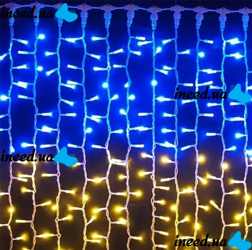 Indoor LED Garland Waterfall Flag of Ukraine 2x2 m 160 LED Diodes Blue Yellow Patriotic Garland Curtain Xmas 8 Modes from USB