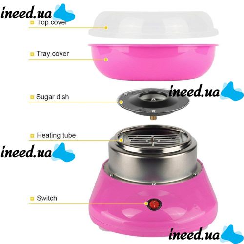 Мини аппарат для сладкой ваты Cotton Candy Maker GCM-520, Розовый, Машинка для сахарной ваты 500W, Сладкая вата для дома