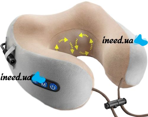Беспроводная массажная подушка Gelius Smart Pillow Massager GP-PM001 для снятия усталости и напряжения шеи с подогревом и вибрацией на аккумуляторе