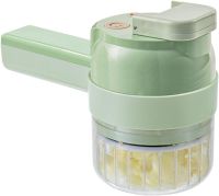 Багатофункціональний ручний подрібнювач для овочів 4 в 1 Food Chopper Gatling, Електрична кухонна овочерізка терка, міні блендер-слайсер Зелений
