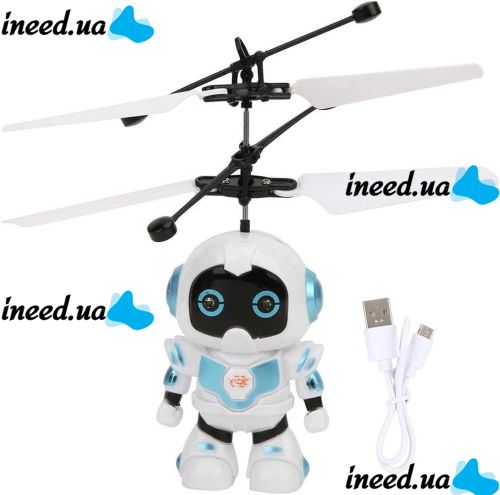 Літаючий робот Robot Flying Aircraft VIATOYS PC520 летить за рукою, Індукційна літаюча USB іграшка з сенсорним управлінням від руки і підсвічуванням
