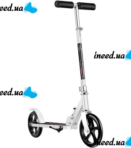 Two-wheeled Folding Scooter Scooter 888 BT-3 White with Footrest and Height Adjustment for Teenagers 110 kg, Urban Straight Scooter Wheels 200mm