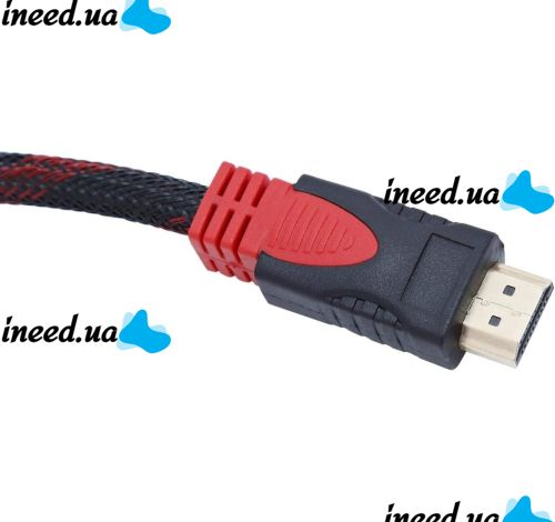 Усиленный кабель Hdmi to Hdmi 10м 1080p в обмотке Кабель-удлинитель HDMI-HDMI 10m 10 m, 10 м для монитора и телевизора в оплетке Черно Красный
