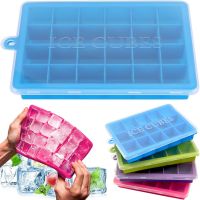 Силіконова багаторазова форма Silicone Ice Cubes Make для заморозки льоду і шоколаду з кришкою на 24 осередки, Лоток піднос для зберігання льоду 24 кубика