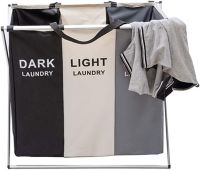 Складна корзина органайзер Laundry Basket B14 для сортування брудної білизни на 3 відсіки 120л, білизняний ящик для речей з 3 відділеннями у ванну