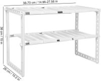 Многофункциональная регулируемая кухонная полка стойка Kitchen Rack 38-70 см для хранения посуды, Раздвижной органайзер под раковину 2 яруса Белая