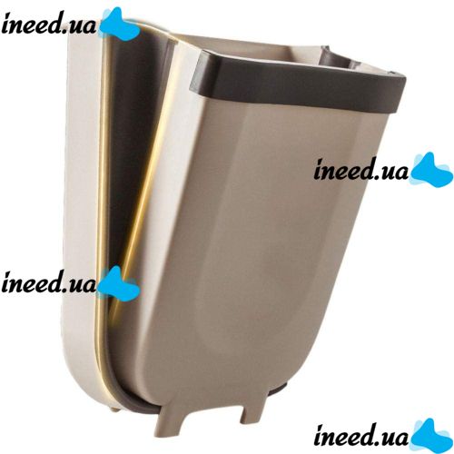 Складне навісне відро для сміття контейнер на двері Foltable Trash Bin Can в кухню або ванну, розкладне відро бак для сміття на дверцята коричневе