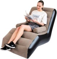 Надувное одноместное кресло кровать S-образной формы Senyoubao Inflatable Sofa 140x85x80 см с подлокотником, Флокированное