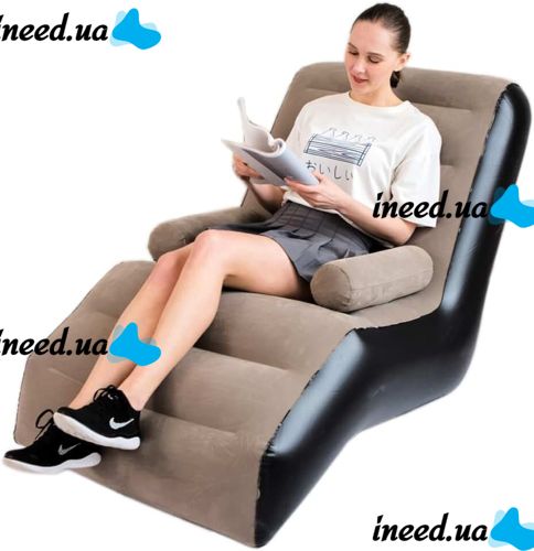 Надувное одноместное кресло кровать S-образной формы Senyoubao Inflatable Sofa 140x85x80 см с подлокотником, Флокированное