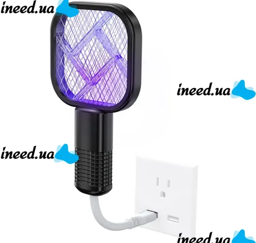 Електричний USB знищувач комах Mosquito Swatter UKC 3945 від комах, Лампа мухобійка комарів і мух з УФ світлом від юсб Чорний