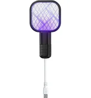 Електричний USB знищувач комах Mosquito Swatter UKC 3945 від комах, Лампа мухобійка комарів і мух з УФ світлом від юсб Чорний