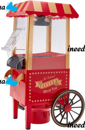 The device for making popcorn WM-26 at home, compact mini retro car trolley, homemade popcorn maker from the network 1200W WM26 Red