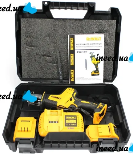 Акумуляторна шабельна пила DeWalt DCS312NT 24V 2 акумулятори і 4 пили для різання металу дерева, Електропила лобзик з набором полотен у кейсі