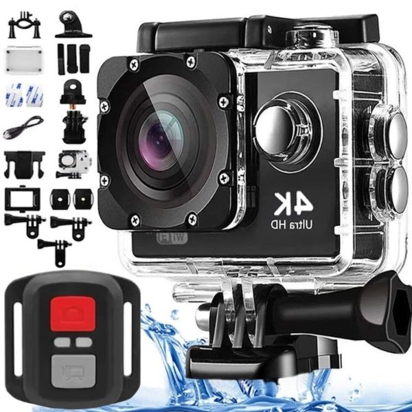 Waterproof Sports Action Camera DVR SPORT S3R Wi Fi Ultra HD, 4K Wi-Fi 16 MP with remote control, aquabox for underwater shooting and a set of mounts