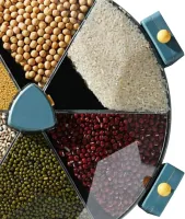 Настінний диспенсер карусель Rotatable Multi-Grain Cans для зберігання круп 6 відділень 360, що обертається органайзер сипучих продуктів з дозатором