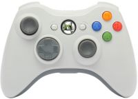 Microsoft Xbox 360 Wireless Joystick White Original Gaming Gamepad, Vibration Controller for Set-top Box and Battery-powered PC White